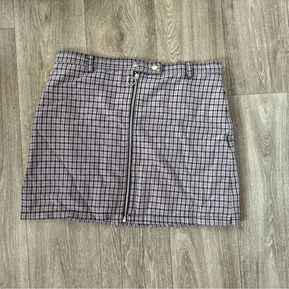 Wild Fable Purple Plaid Zip-Up Mini Skirt Size Medium